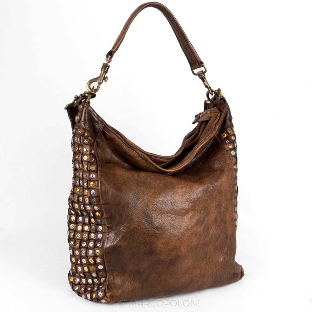 Campomaggi “Rogerius” Convertible Studded Hobo Bag